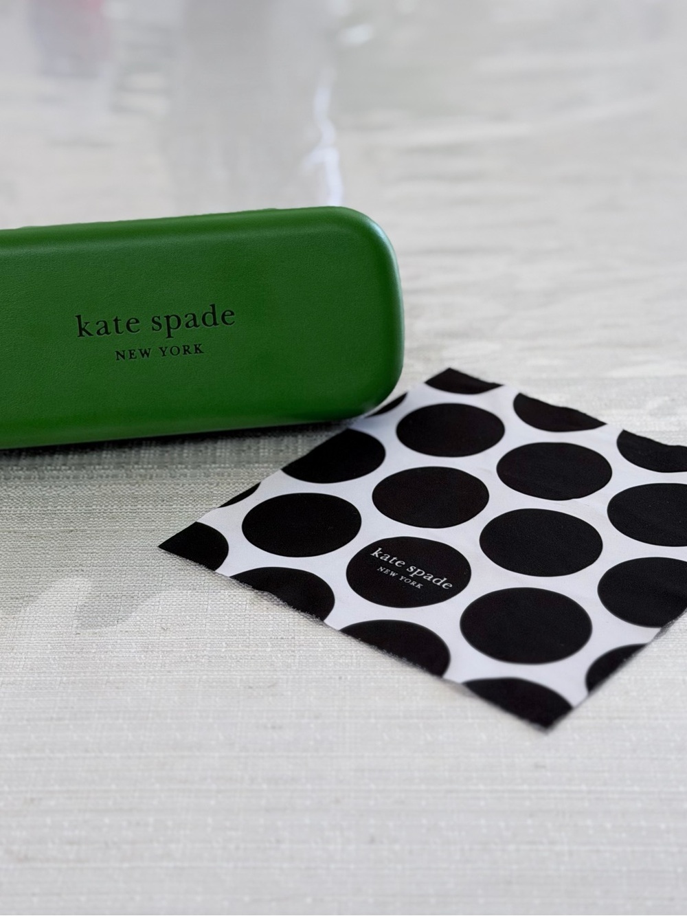 kate spade Green and Black Eyeglass Case with polka dot cloth - Picture 2 of 8